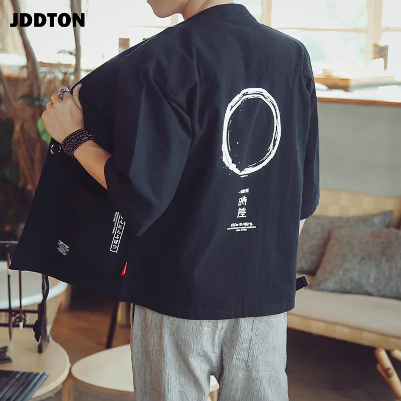 JDDTON, мужское летнее хлопковое льняное кимоно, 5XL, кардиган для отдыха, верхняя одежда Haori, японские куртки, тонкое пальто, традиционная одежда, JE012