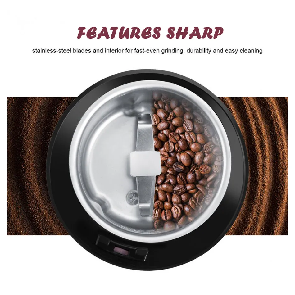 VOGVIGO Electric Coffee Grinder Mini Kitchen Salt Pepper Grinder Powerful Beans Spices Nut Seed Coffee Bean Electric Grind