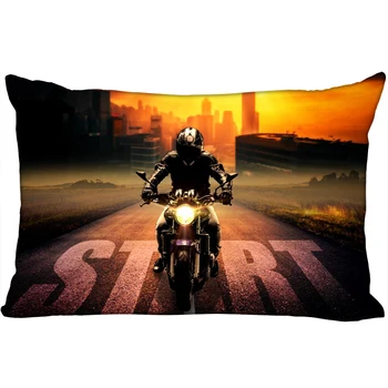 

New Custom Motorcycle Printing pillowcover Two sides Standard Satin Silk Soft Rectangle Pillowcases zipper More size