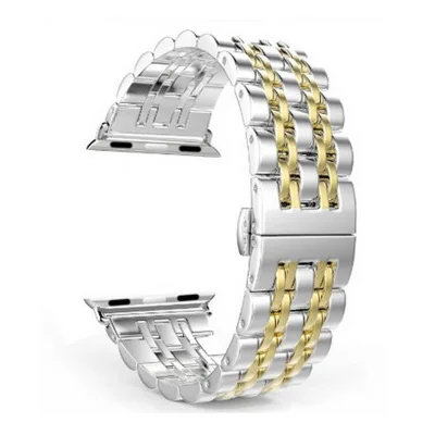 Gold Нержавеющая сталь ремешок для наручных часов Apple Watch 5/4 ремешок 38/42/44/40 мм металлических звеньев Браслет Смарт-браслет на запястье для наручных часов iWatch серии, версия 1, 2, 3, ремешок - Цвет ремешка: Gold