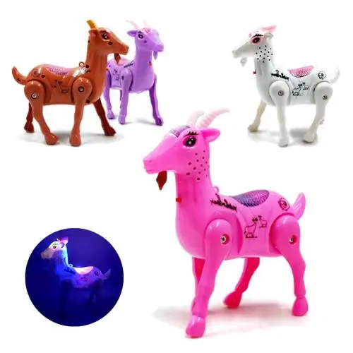 Электрическая ходьба музыкальный мигающий Коза животное игрушка с поводком развивающая детская игрушка подарок для детей Новинка - Цвет: Random Style