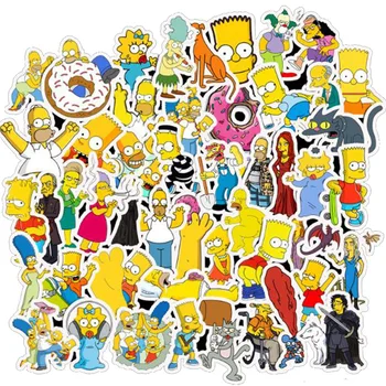 50pcs Cartoon Simpsons Waterproof PVC Children DIY Stickers Skateboard Guitar Suitcase Graffiti Sticker Kids Classic Toy 1