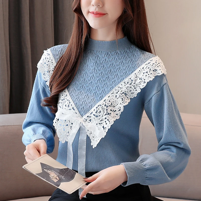Women's Clothing Autumn Winter 2019 New Bow Ruffle Sweater Knitwear Long Sleeve Bottoming Blouses Shirts Female Blusa Tops 64A | Женская