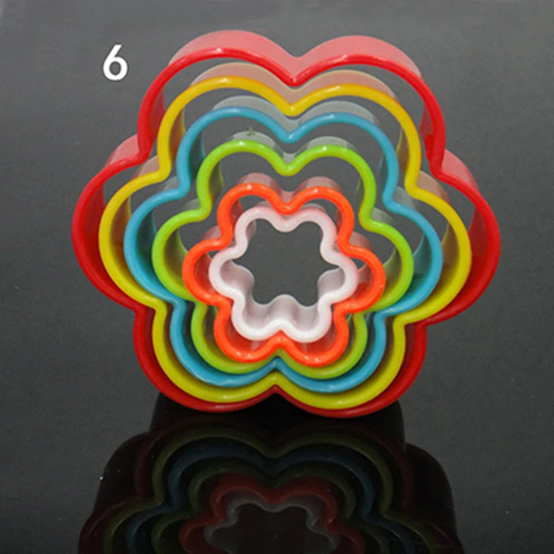 DIY Cake Cutter 5pcs Or 6pcsSet Cookie Cutting Mold Fondant Plastic Pentagram Round Heart Shape Baking Biscuit Mould Tools8