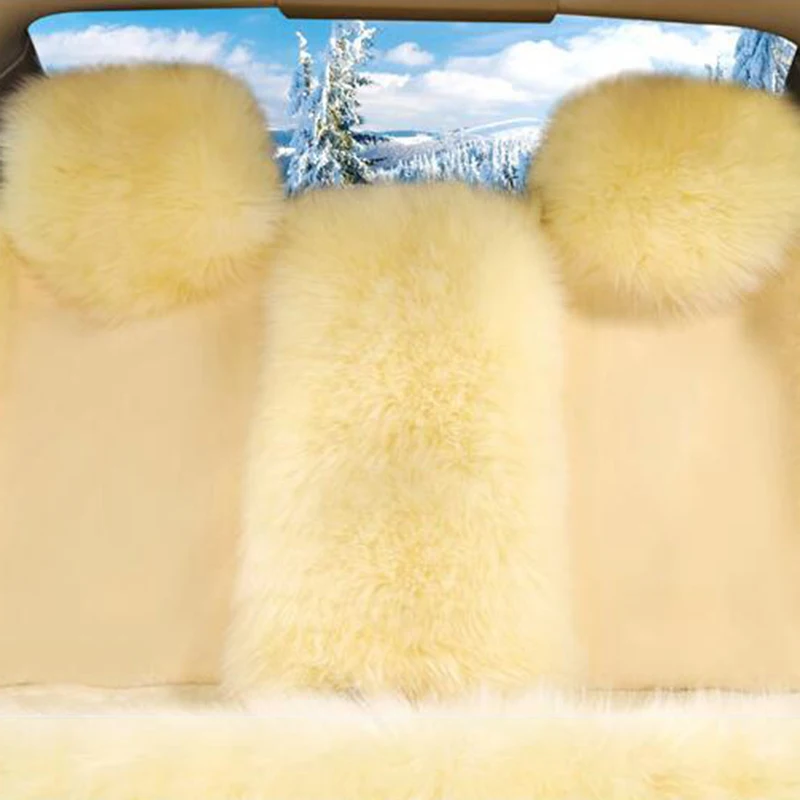 Шерстяное покрытие для автомобильных сидений, зимняя теплая подушка для сидений автомобиля, натуральный мех, Австралийская овчина, авточехлы для сидений, автомобильные меховые аксессуары