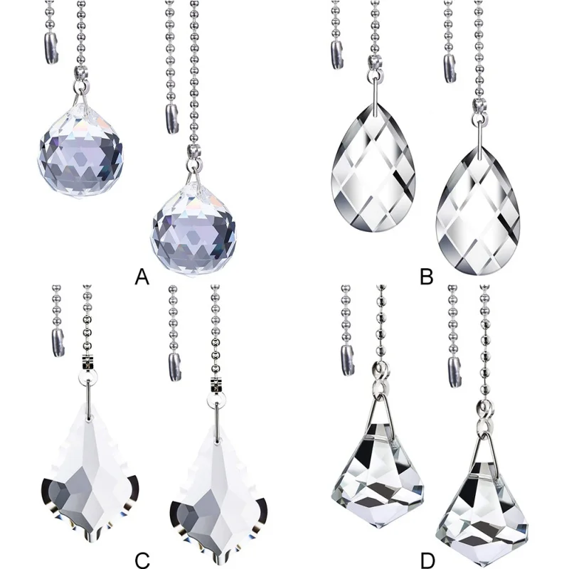 

2PCS Metal Creative Design Crystal Telescopic Chain Household Crystal Ceiling Fan Accessories Crystal Hanging Decoration