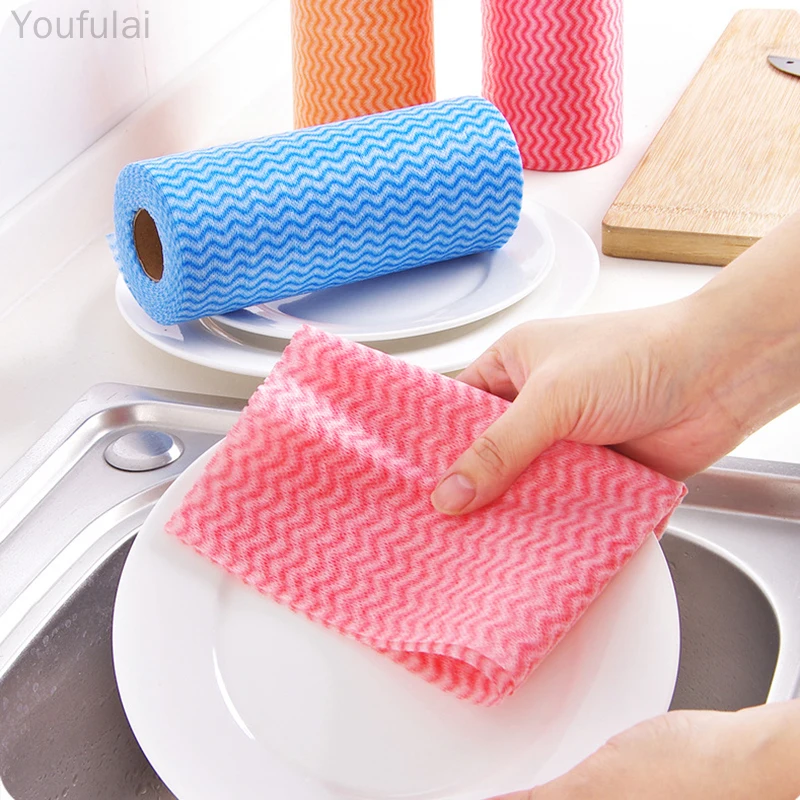 50pcs Kitchen Towel Dry Paper Non-woven Fabric Tableware Rag Household Cleaning Tissue Disposable Dust Water Stains Dish Cloth | Дом и сад