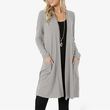 

2020 New Women's Casual Solid Color Long Sleeve Front Open Loose Shirt Jacket