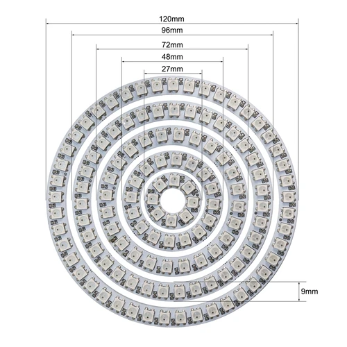 WS2812B 8/16/35/45 Leds 픽셀 링 주소 지정 가능 Led 모듈 WS2812 IC RGB 풀 컬러 라운드, Led 서클 DC5V 2