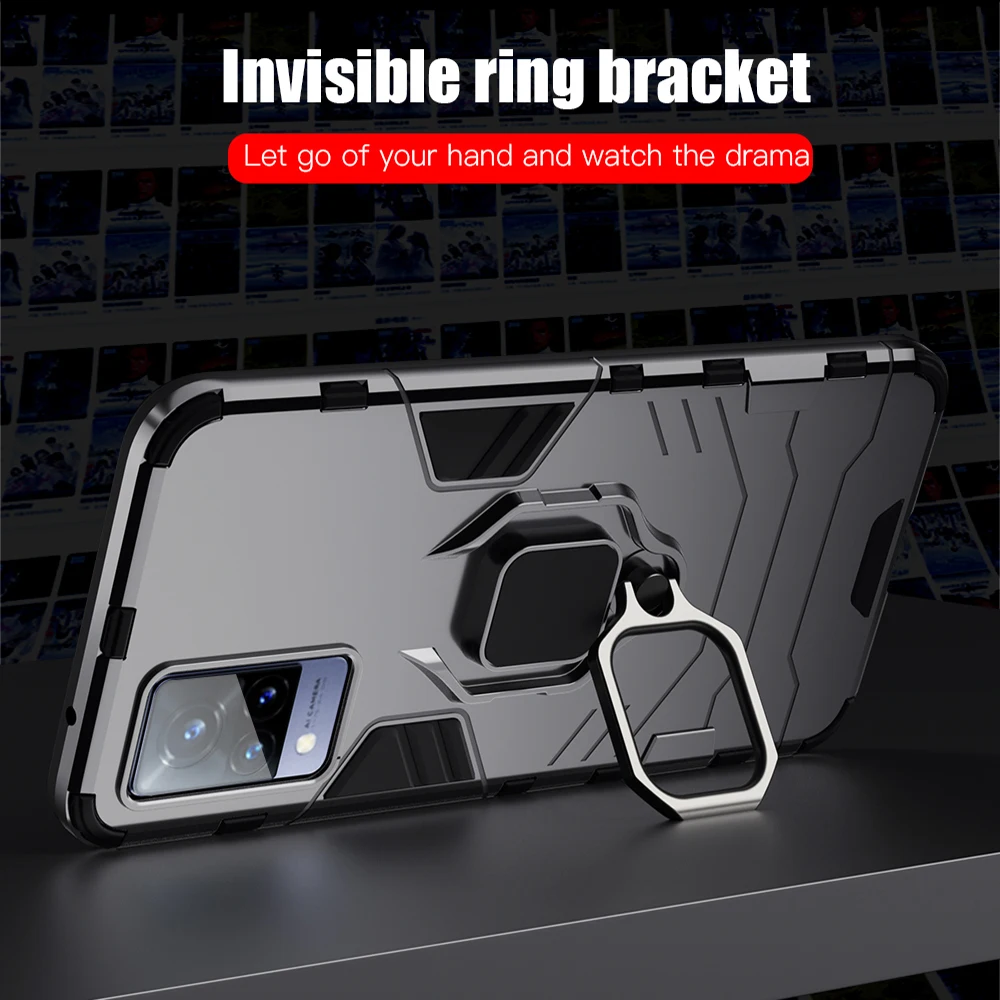 KEYSION Shockproof Phone Case with Ring Stand – Durable Protection and Versatile Viewing