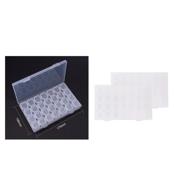 

2 Set Clear Storage Box 28 Socket Diamond Painting Embroidery Box,