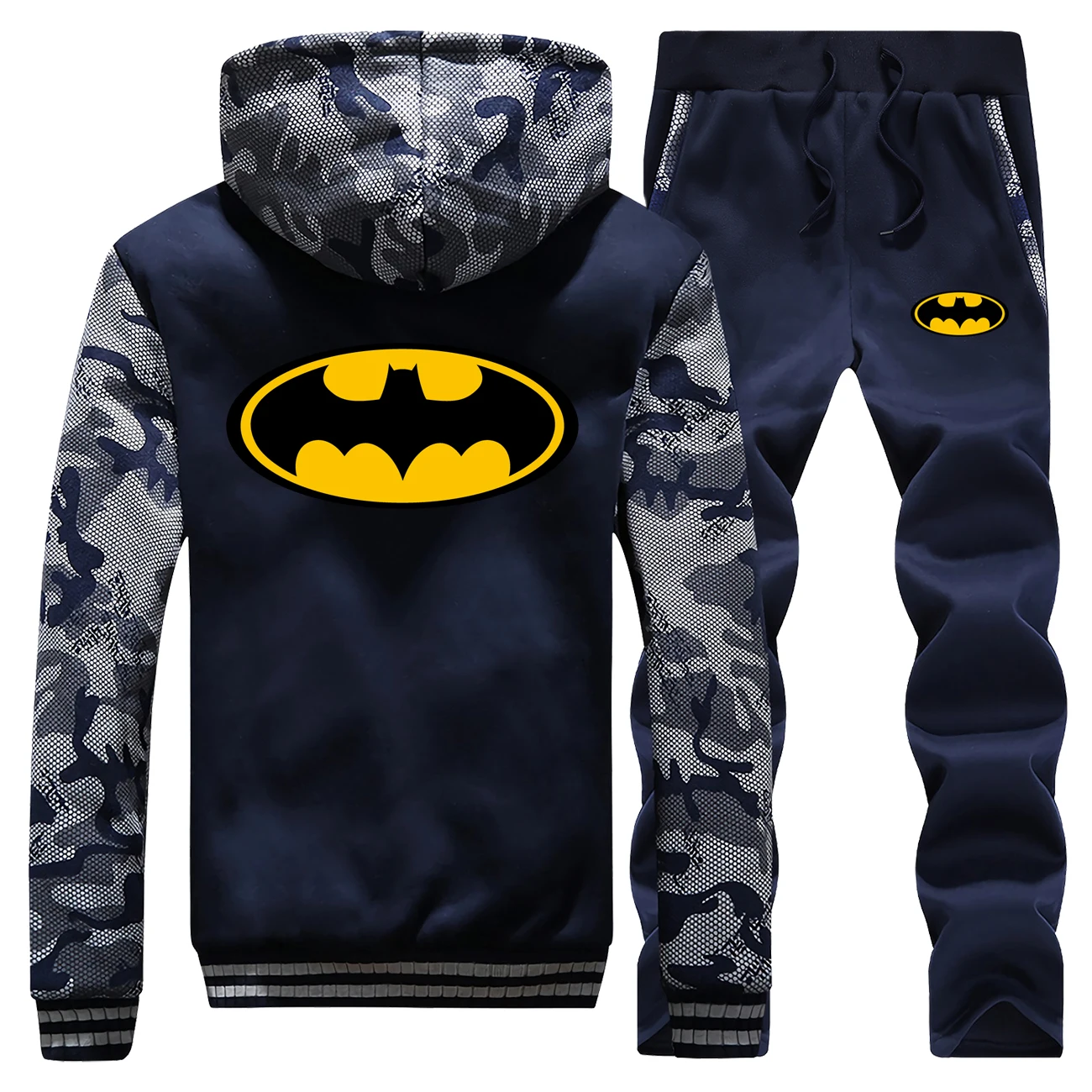 

DC superhero Batman Men Warm Sets Fashion Streetwear Thick Suit Zip Hoodies Sweatshirt +Sweatpants Mens 2 Pieces Sets Tracksuit