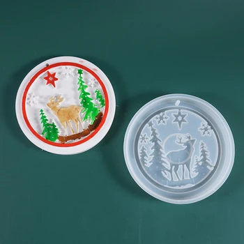 

UV Resin Jewelry Liquid Silicone Mold Christmas Tree Deer Snow Resin Charms Pendant Mold For DIY Decorate Making Jewelry