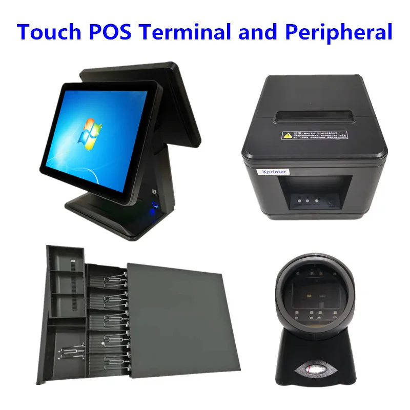 Touch Pos System 15 Dural Screen Cash Register Cash Drawer