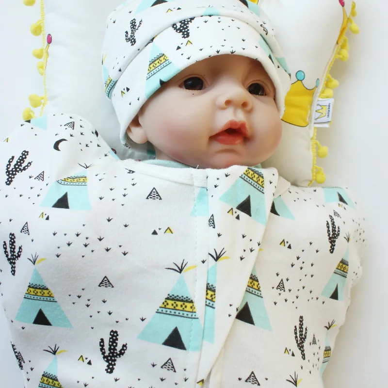 Baby Swaddle Wrap Caps Gloves Newborn Baby Swaddling Blankets Hats Cartoon Envelope Parisac Bedding Muslin Anti-kick Jumpsuits