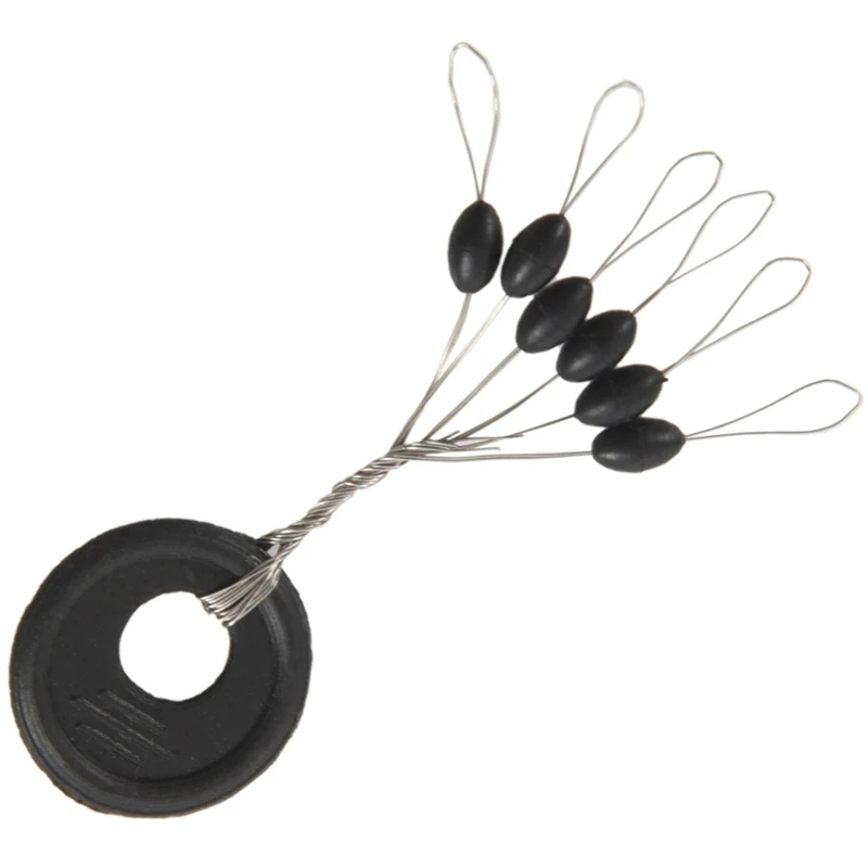 

10 Pcs 6 in 1 Size L Black Rubber Oval Stopper Fishing Bobber Float