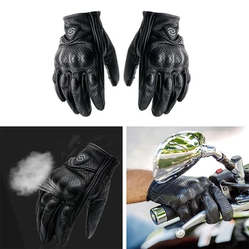 

1 Pair Outdoor Protective Gloves Sheep Leather Windproof Gloves All-FingerPressSn Gloves with Hole Breathable