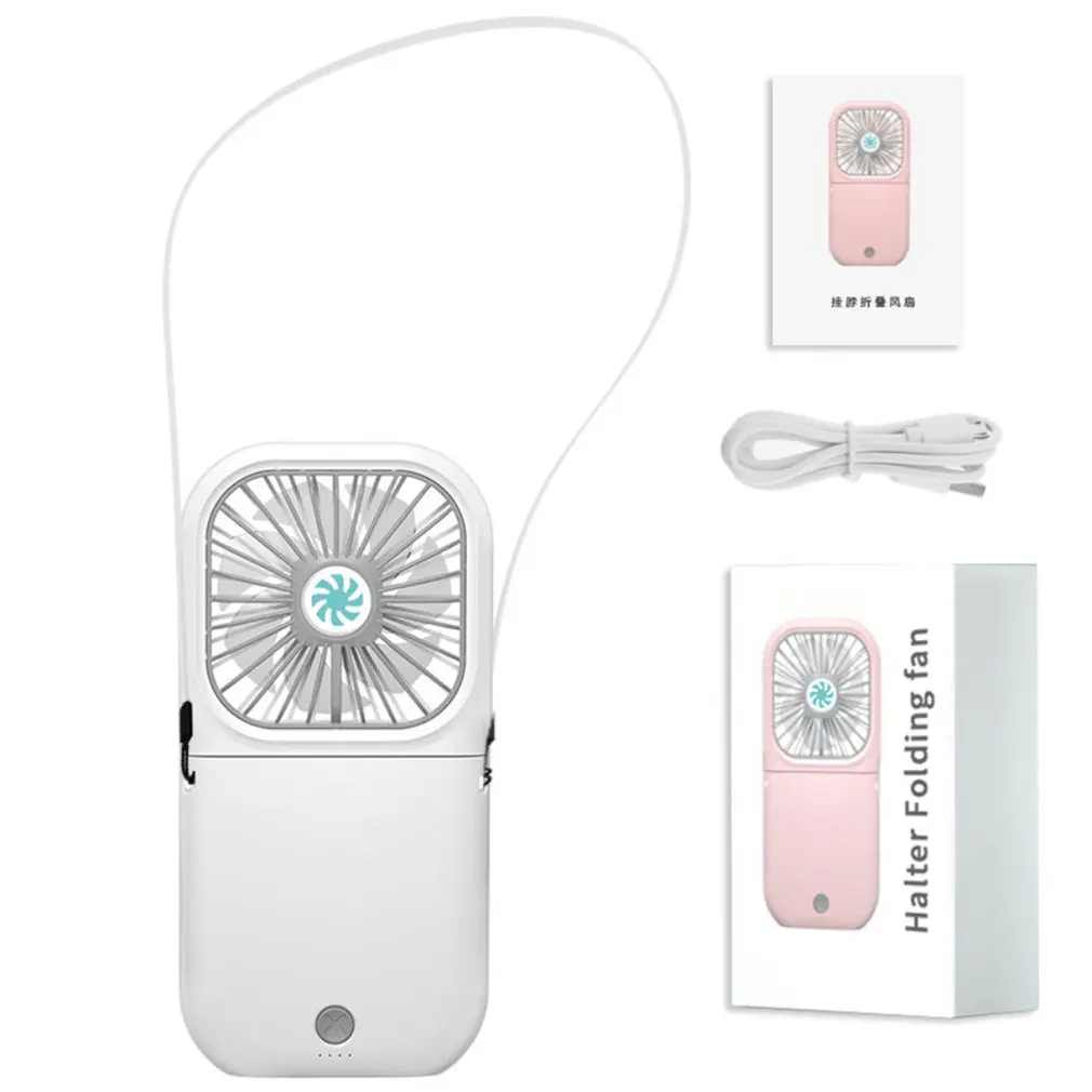 

Folding hanging neck fan desktop USB mute charging mini blower Student Travel Portable lazy hand-held ventilator