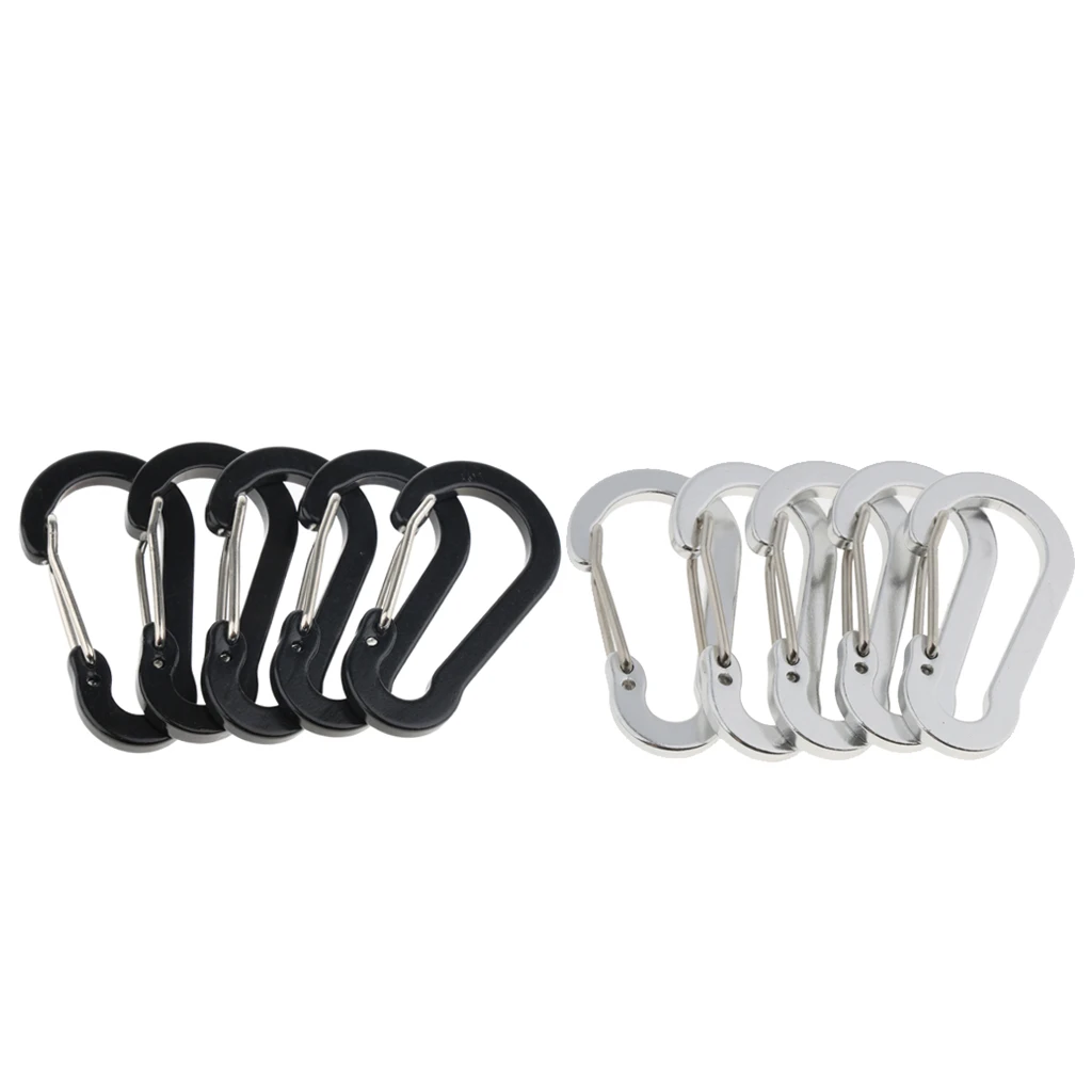 10pcs Mini Aluminum Wiregate Carabiners D Shape Spring Loaded Gate Small D Ring Carabiner Clip, Lightweight Hook Keychain