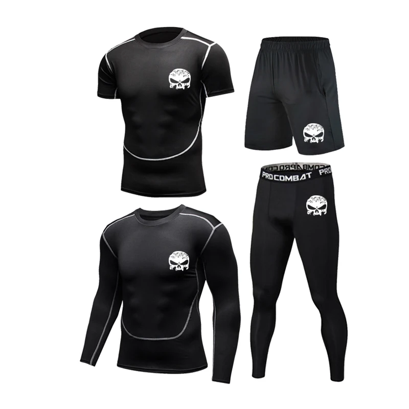 Compression T-Shirt Rashguard Training-Clothes Men Sport Yoga-Set Gym Fitness Mens MMA