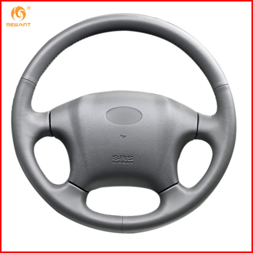 Mewant Black Genuine Leather Car Steering Wheel Cover For Hyundai