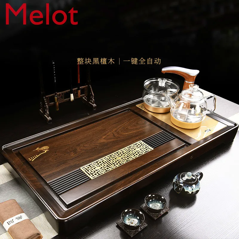 

Entire Ebony Tea Taohai Solid Wood Tea Set Fully Automatic Integrated Kung Fu Tea Set with Induction Cooker for Home tea set