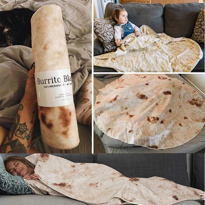 Одеяло Tortilla Burrito 60/70/80 дюймов круглая кукуруза и мука теплое дорожное покрывало |