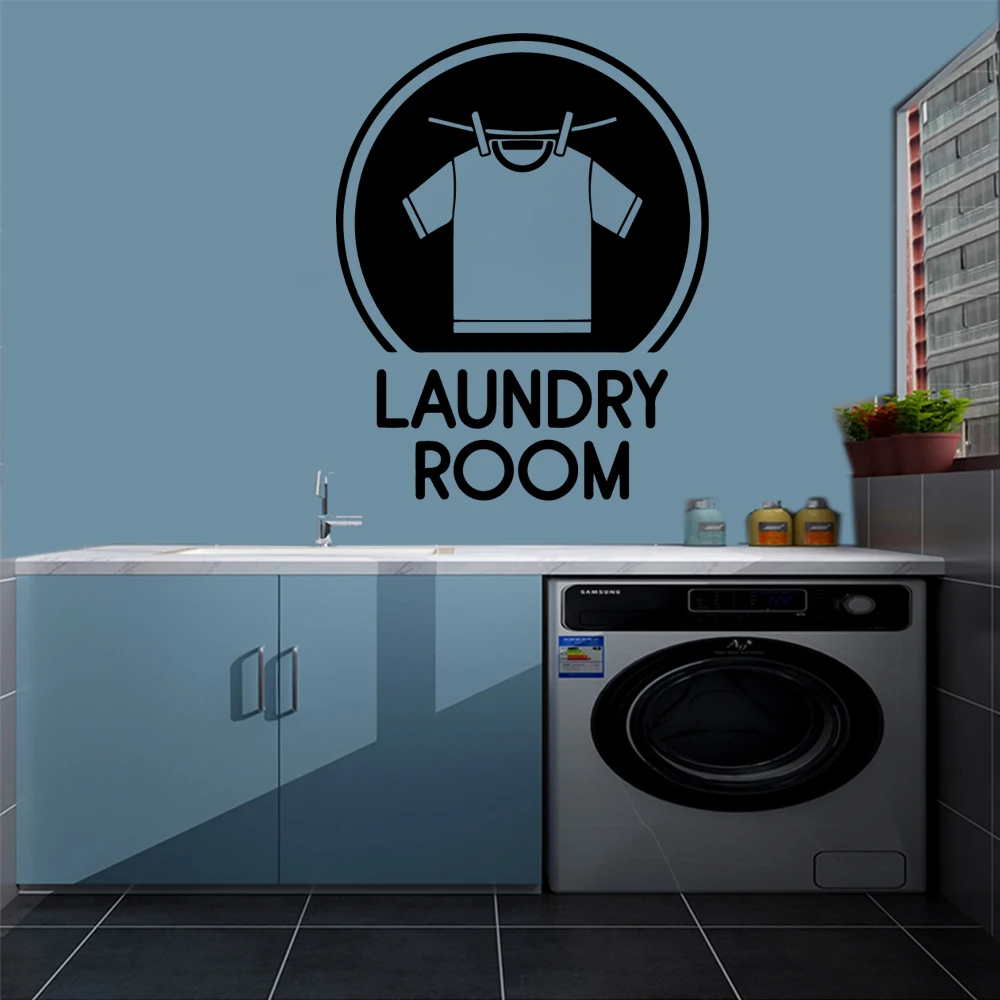 Luxuriant laundry Phrase Vinyl Stickers Wallpaper For Laundry Room Vinyl Art Decals Wall Decor Commercial Decal Poster