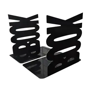 

20.5 x 12 x 18 cm Book Storage Rack Holder Organiser Bookends Heavy Duty Metal Book Letters Shaped Design for Desk (Black)