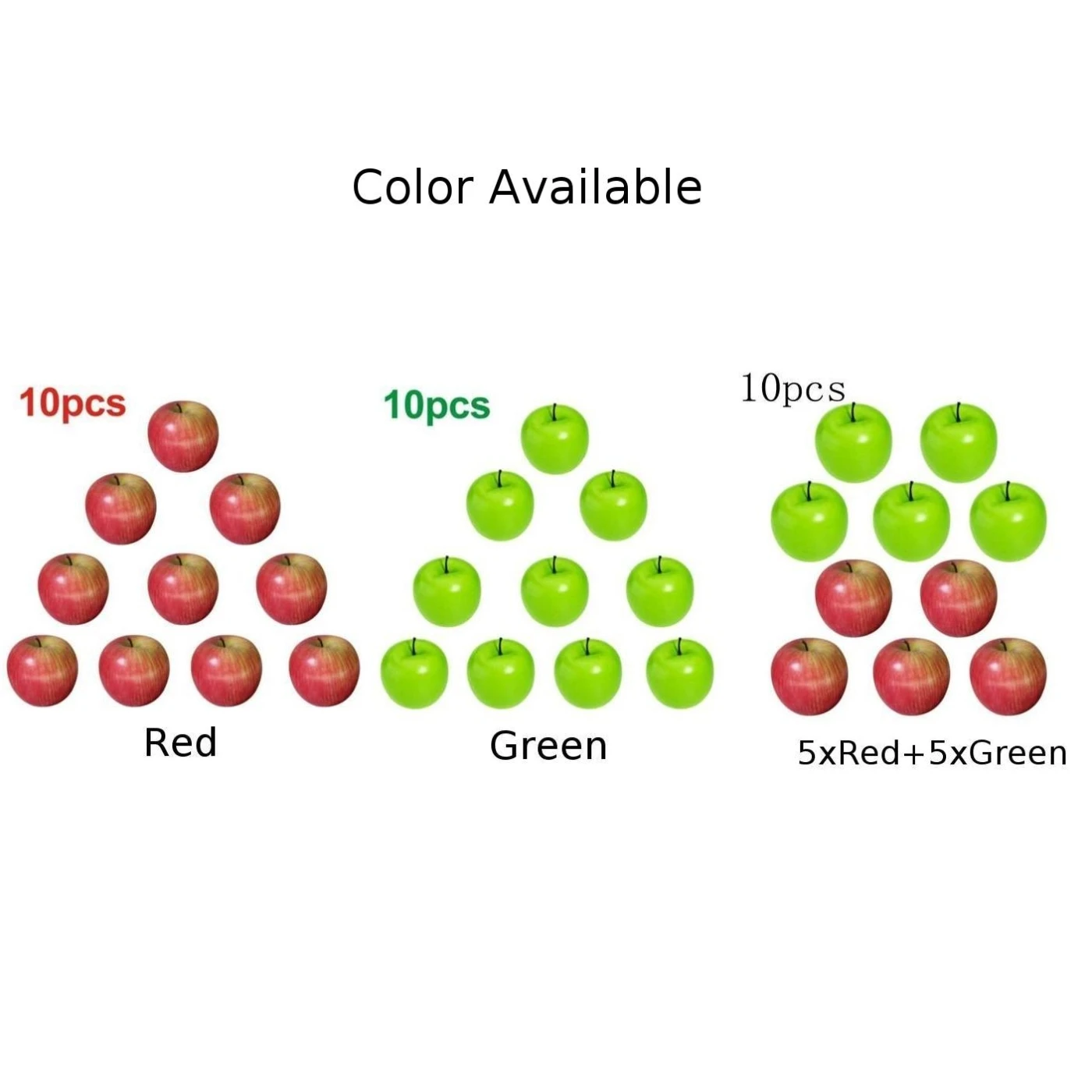  10pcs Artificial Apples Plastic Fruit Green Red Apple For Wedding Decoration Shop Display Fake Frui - 4000216456340