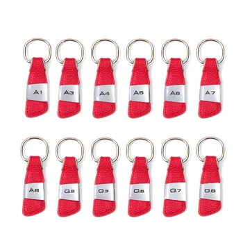 

For Audi A1 A3 A4 A5 A6 A8 TT Q2 Q3 Q5 Q7 Q8 Keychain Keyring Keyfob Car Emblem Badge Genuine Leather Key Chain Ring Car Styling