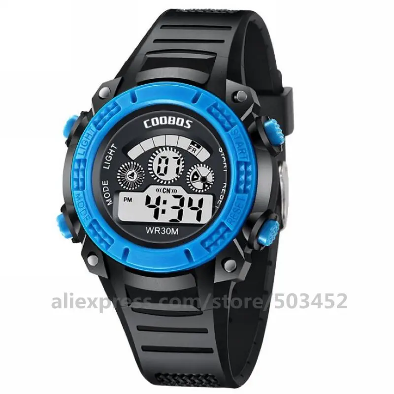 100 шт./лот Водонепроницаемый спортивные цифровые часы браслет детские наручные часы Часы Цифровые Прямая поставка женские часы - Цвет: Blue