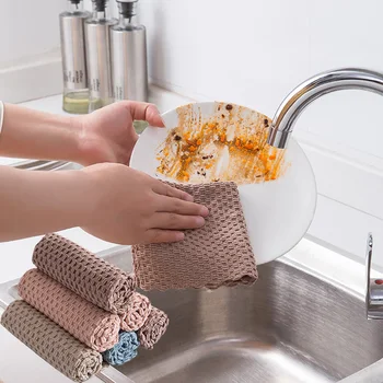

4pc Kitchen Anti-grease wiping rags efficient Super Absorbent Microfiber Cleaning Cloth home washing dish kitchen Cleaning towel