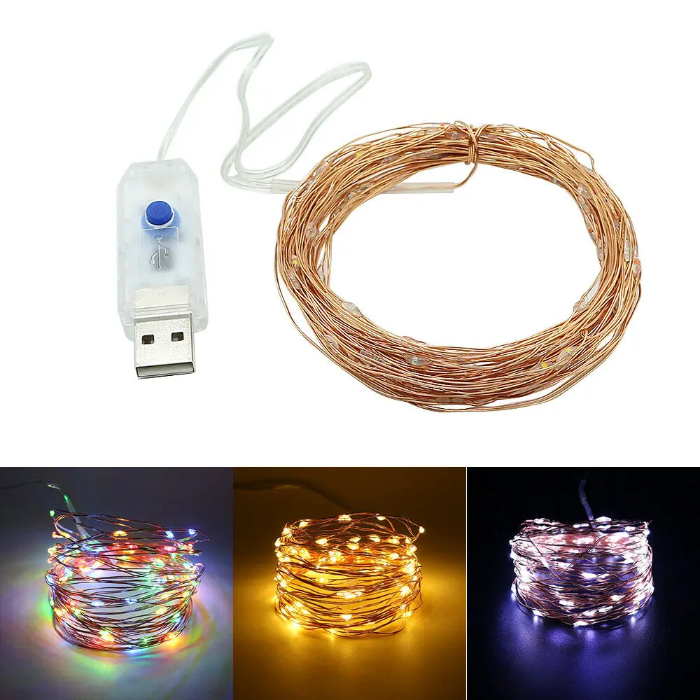 $2.87 10 Meters 5V USB RGB LED String Lights 8 Modes Waterproof Christmas Lights Indoor Decoration Lighting Xmas Garland Fairy Light