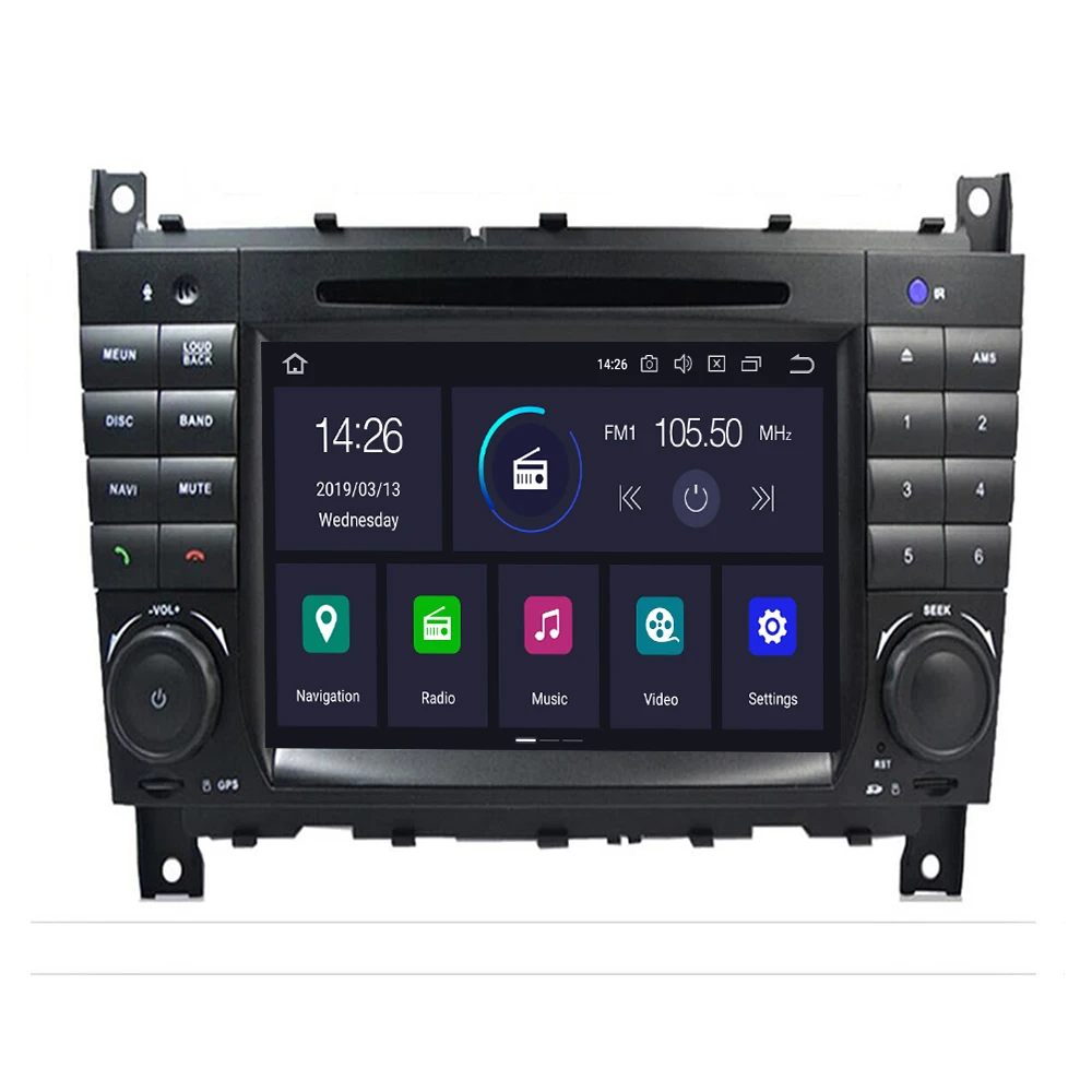 

Two Din Car Multimedia Player Android 9.0 8 core DVD Player For Mercedes/Benz/W203/CLK200/CLK22/C180/C200 GPS Radio FM 4GB 64GB