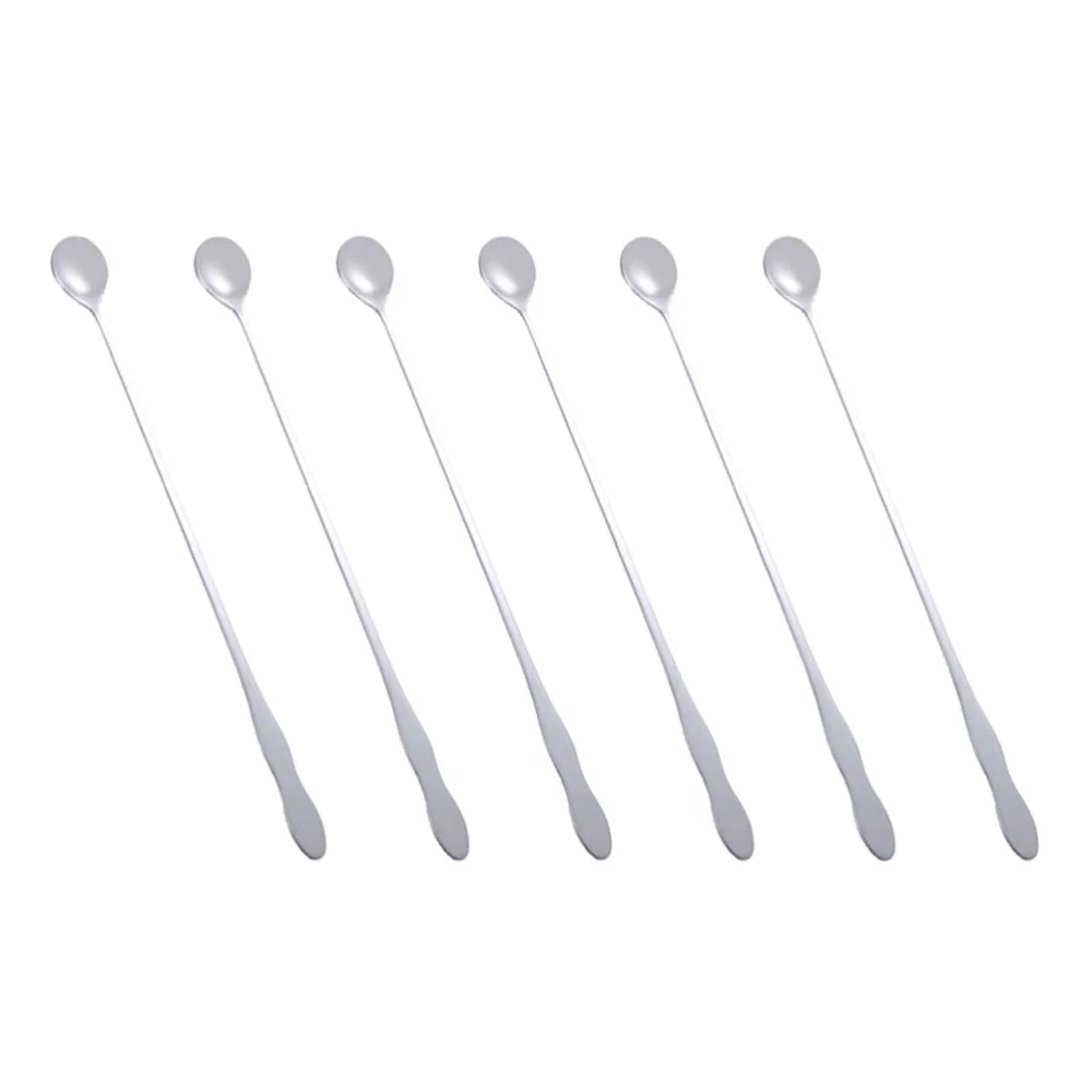 6pcs Stainless Steel Stirring Spoons Long Gourd-shaped Handle Spoon Ice for Home Bar (20cm) | Дом и сад