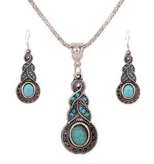 Серебряный Rammel Стразы Earrin ожерелье со свисающей подвеской набор трендовых