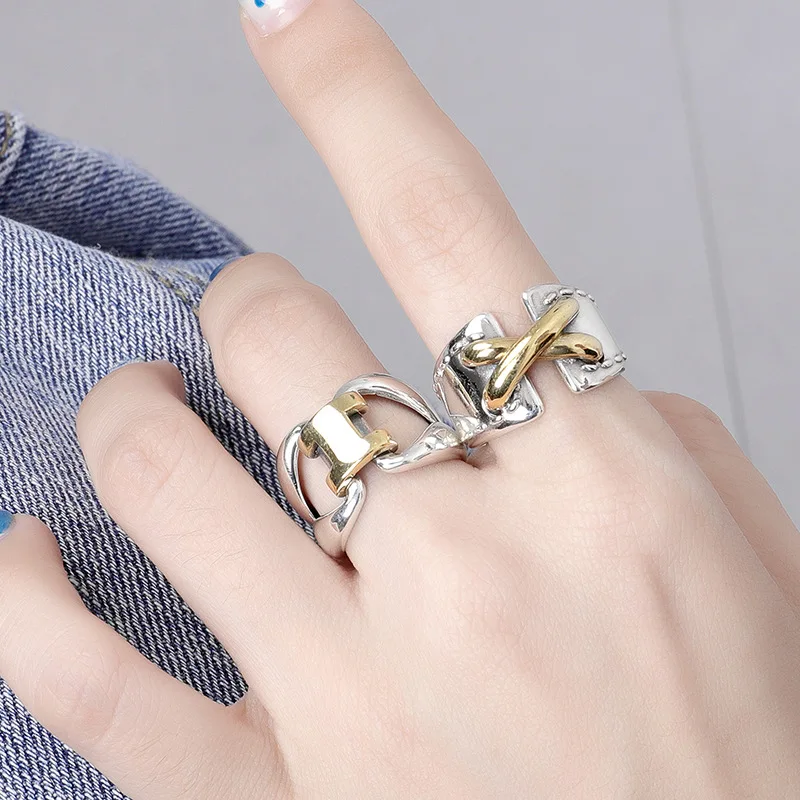 

Silvology 925 Sterling Silver Rope Knot Letter Rings Vintage Industrial Style Top Quality Korea Rings for Women Hiphop Jewelry