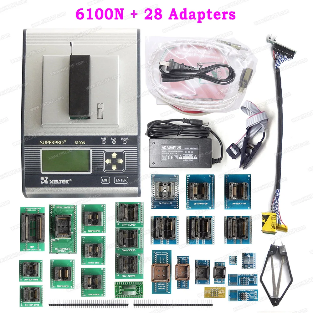 Универсальный программатор SuperPro 6100N XELTEK + 28 адаптеров с экстрактором микросхем