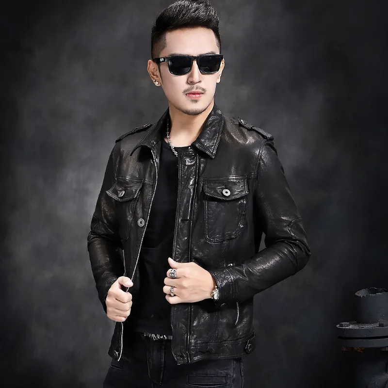 

Men's Leather Jacket Autumn Winter Jacket Men Genuine Sheepskin Coat Streetwear Bomber Jackets L17-1215 MY1449