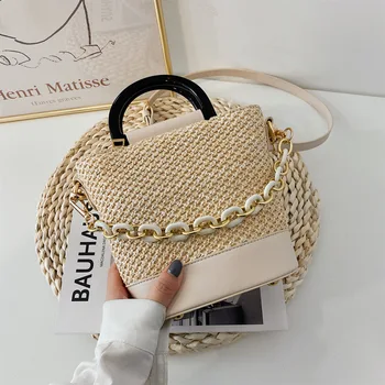 

Small Straw Bucket Bags For Women 2020 Summer Crossbody Bags Lady Travel Purses and Handbags Female Shoulder Messenger Bag