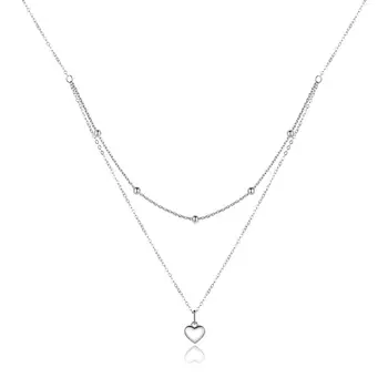 

Classic Minimalism women fashinable jewelry necklace small silver bead short chain heart pendant Female necklace gift