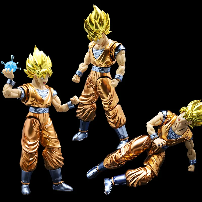 BANDAI металлическая раскраска Dragon Ball Сон Гоку 18,5 см Модель Сборка подвижная игрушка Фигурки Рождественский подарок