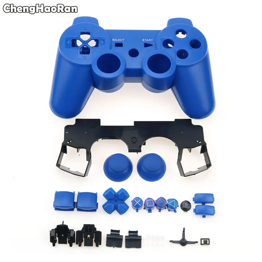 ChengHaoRan покрытие металлом Корпус чехол с внутренней рамкой Полный набор кнопок аксессуары для sony PS3 беспроводной контроллер - Цвет: Blue