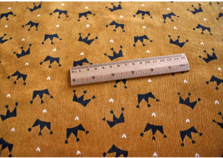 half meter Autumn Winter ginger bottom with crown print cotton corduroy fabric for dress shirt trouser overcoat T859