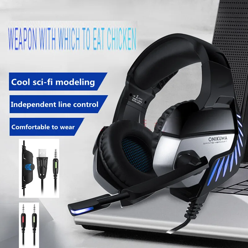 New K5 Pro PS4 Head mounted Stereo Bass Gaming Headphone With Mic LED Light For PC Mobile Phone New Xbox One Computer