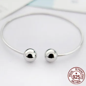 

925 sterling silver bracelet personality fashion style glossy round bead opening shape new jewelry girlfriend gift hot