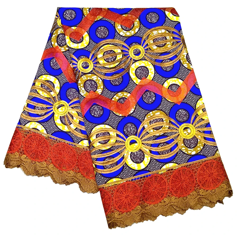 Африканская вощеная ткань принтом 6 ярдов вышивка кружевная ткань для африканского Дашики Платье - Цвет: as picture