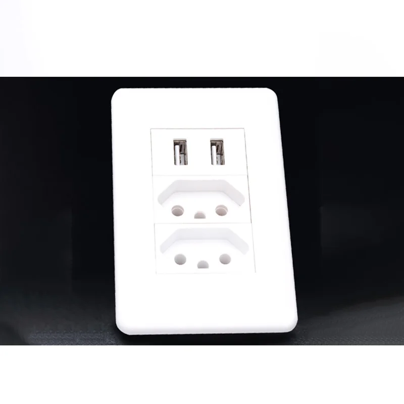 Brazil standard 220V wall socket DC 5V 2 port USB fast charging plug using fireproof material | Обустройство дома