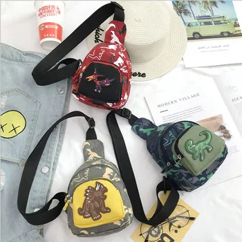 

Children's Chest Bag Girl Cute Dinosaur Messenger Bag Multifunctional Cartoon Camouflage Korean Version Coin Purse